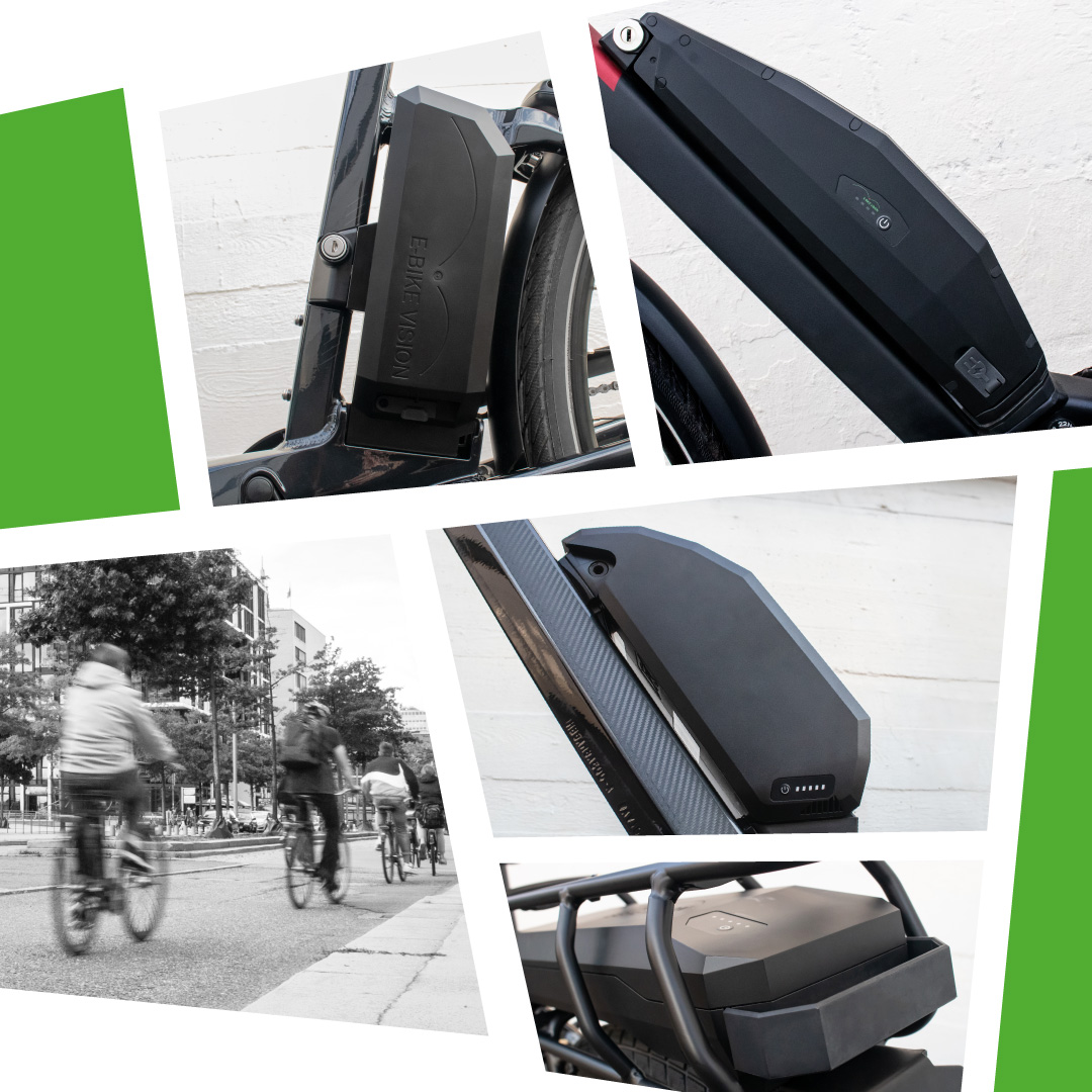 Banner mit Abbildungen verschiedener E-Bike Vision Akkus