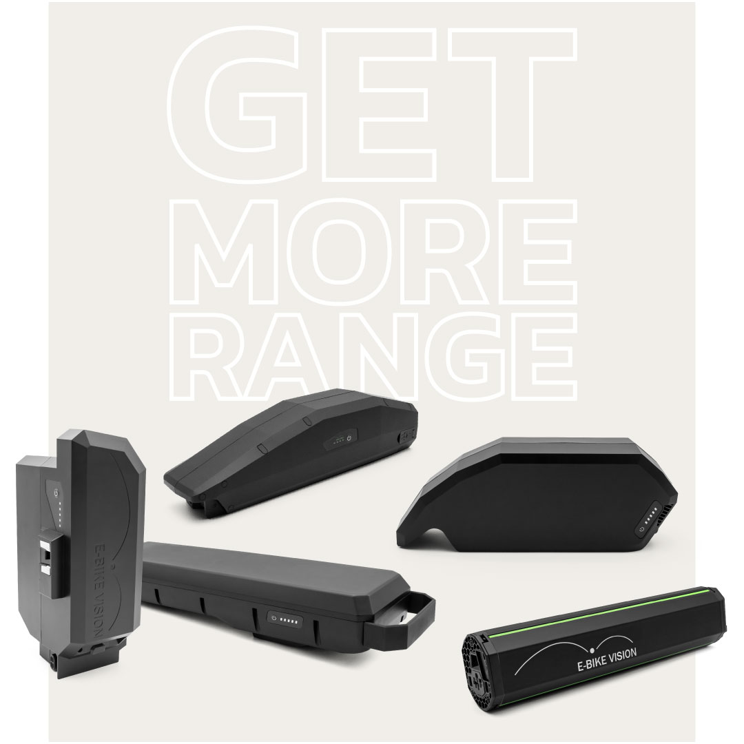 Banner mit Abbildungen verschiedener E-Bike Vision Akkus